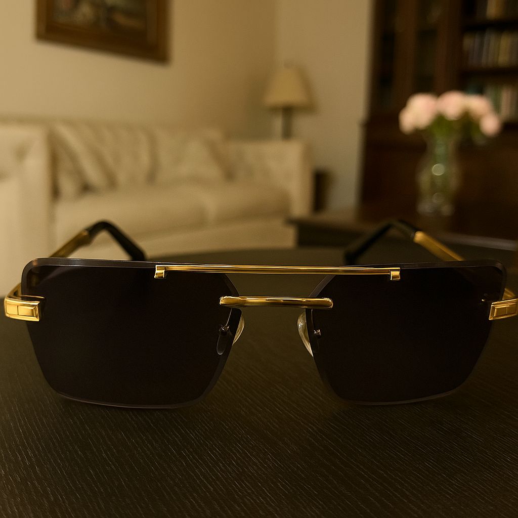  Meeran Royal sunglasses with blue gradient lenses and a Brown/gold frame, featuring UV protection